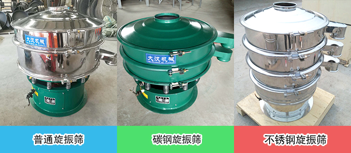醫(yī)藥振動篩常見材質(zhì)展示：碳鋼＋不銹鋼，不銹鋼，碳鋼等材質(zhì)展示