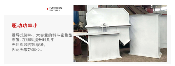 TD型斗式提升機(jī)驅(qū)動(dòng)力小，無回料等特點(diǎn)展示圖。