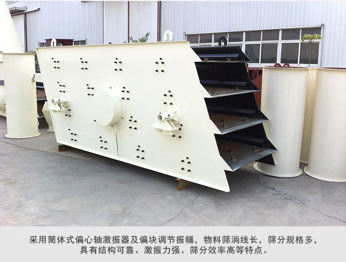圓振動(dòng)篩 采用筒體式偏心軸激振器及偏心塊調(diào)節(jié)振幅。